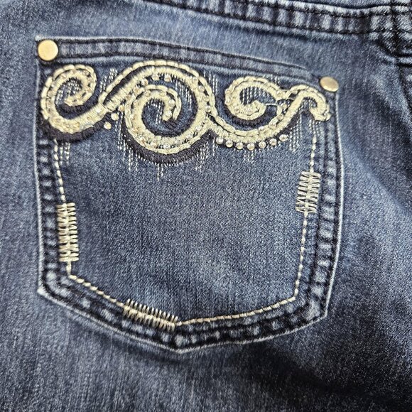 Christopher & Banks Jeans Womens 12P Blue Embellished Pockets Straight Leg Denim - Picture 6 of 14